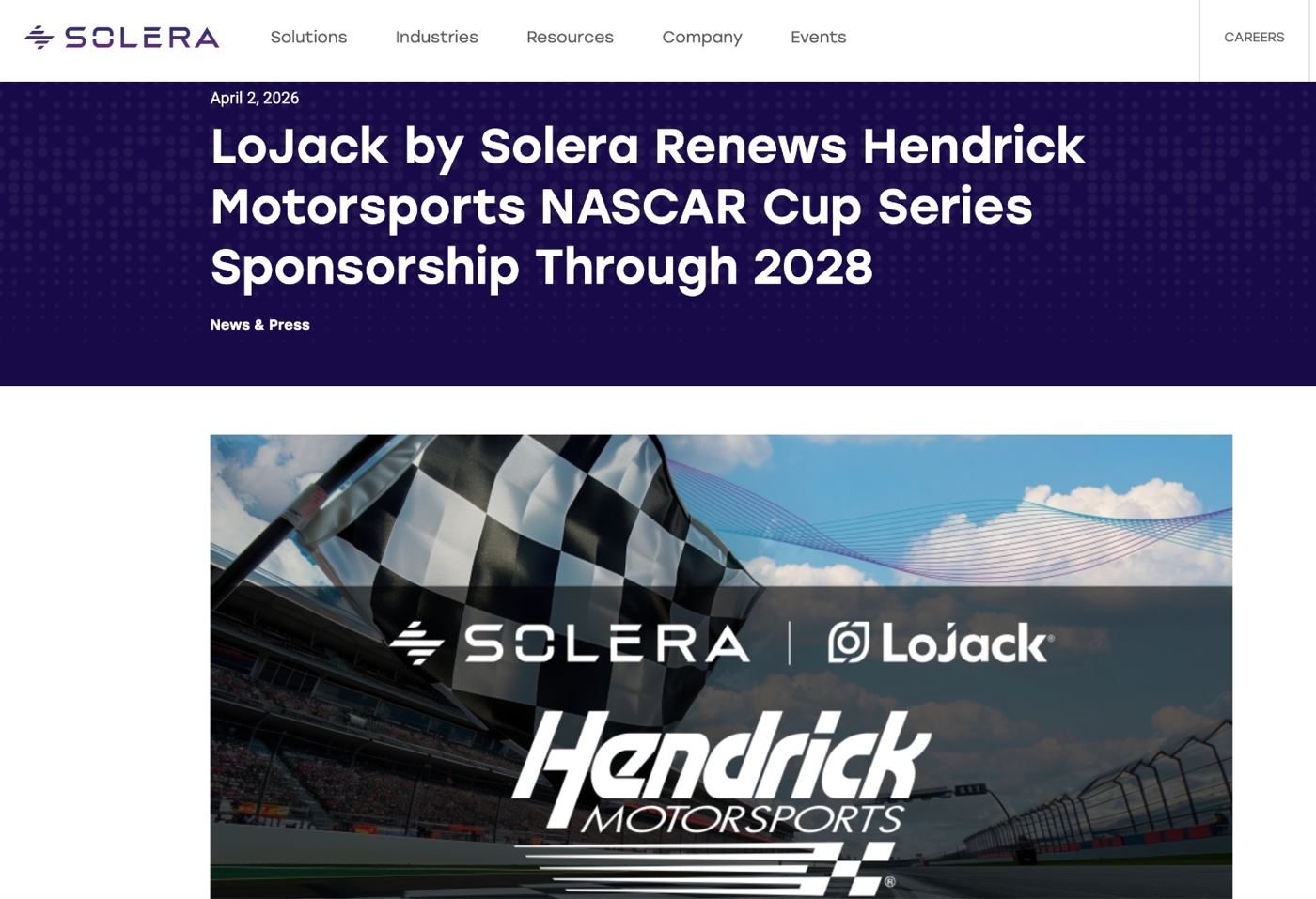 LoJack by Solera renews Hendrick Motorsports sponsorship through 2028