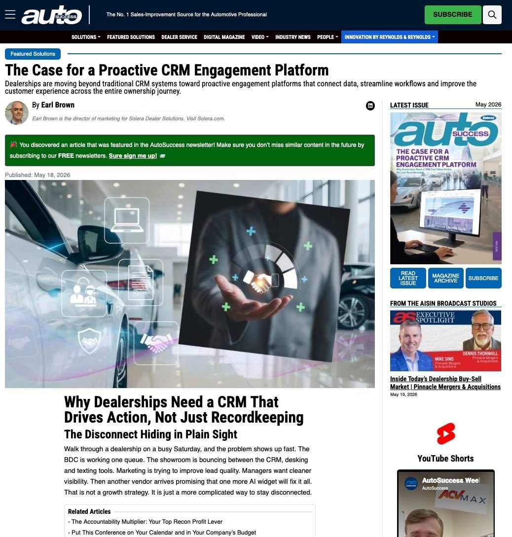 AutoSuccess CRM platform article
