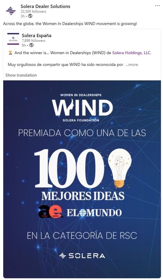 El Mundo 100 Best Ideas recognition for WIND
